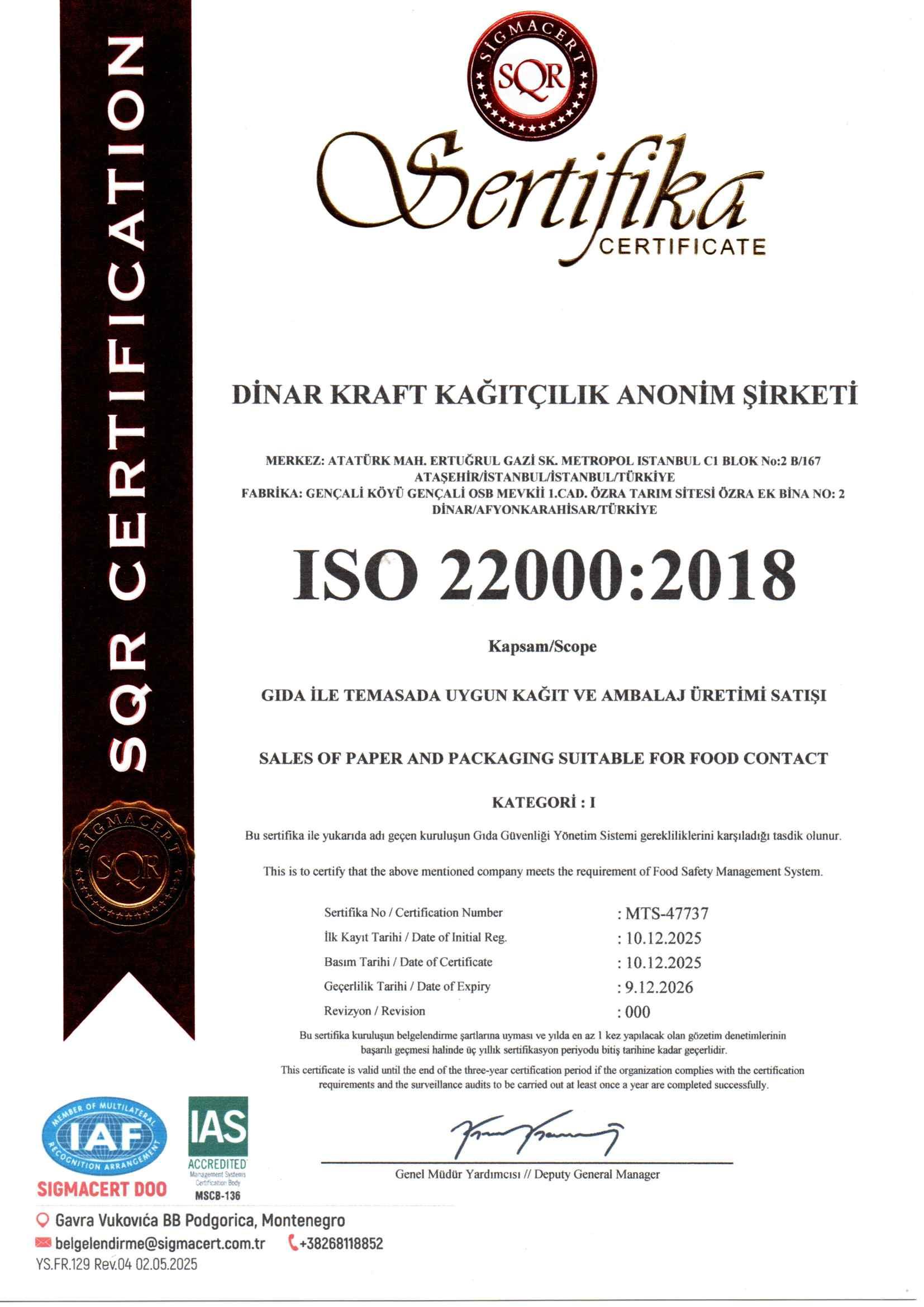 ISO 22000 Gıda Güvenliği